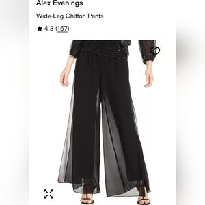 2X Alex Evenings Black Flowy Wide Leg Pants